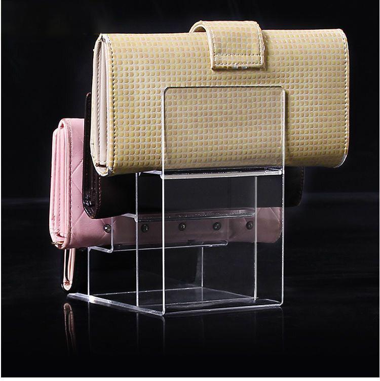 1-9 Tier Clear/Black Acrylic Riser Display Stand for Wallet,Makeup Organizer, Sunglasses,Women Handbag Rack Collection Holder