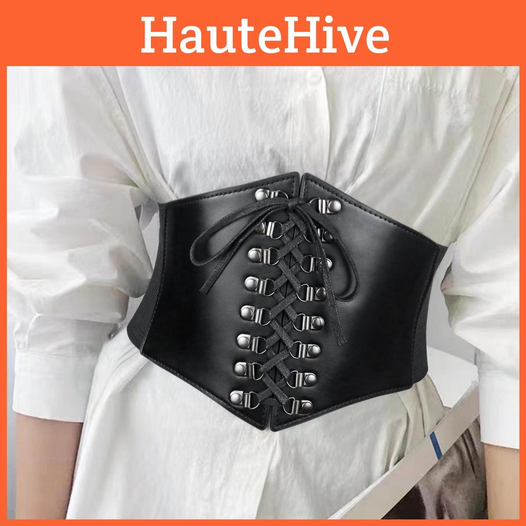 Color Elastic Solid Waistband Wide Belt Tie On Design Decoration Gift Fashion