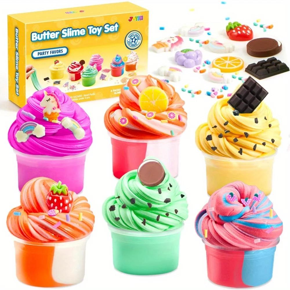 JOYFY 6 Pack Butter Slime Party Favors Soft Non-Sticky Mess-Free Stress Relief Toys for Kids Classroom Reward Birthday Gifts