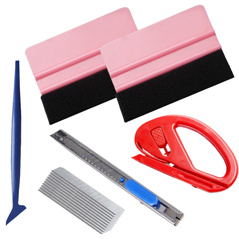 Car Film Tool Set: Includes Scraper, Blade Cutter, Paper Cutter, Gap Sealer, Edge Sealer, and Seam Scraper.