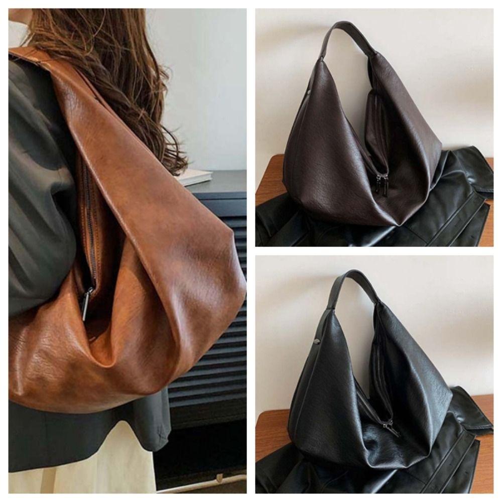 Korean Style PU Dumpling Bag Retro Versatile Commuting Handbag Fashionable Tote Bag  Travel