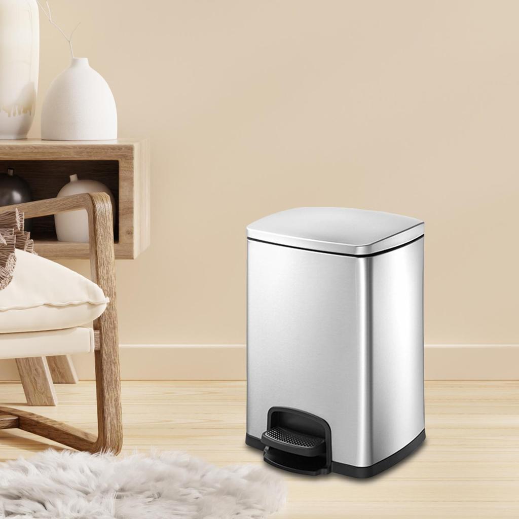 Foot Pedal Garbage Bin Kitchen Waste Basket Portable Removable Inner Bucket Step on Trash Can