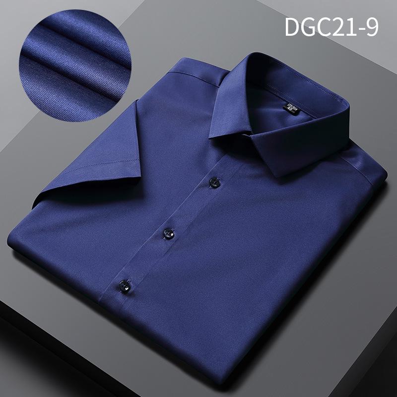 

Men s Business Casual Solid Color Elastic Short Sleeve Shirt - Summer Top 38
