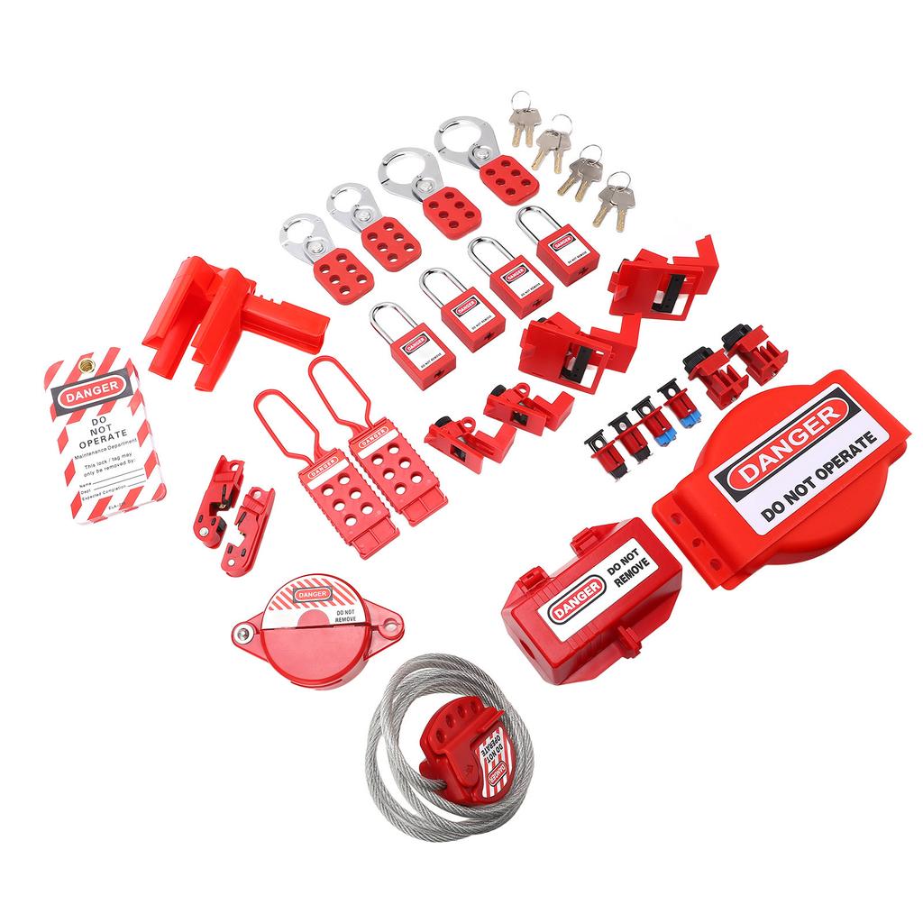 Electrical Lockout Tagout Kit High Temperature Resistant Circuit Lock Outs Set with Tool Box