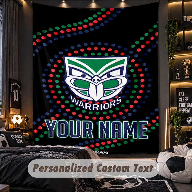 TapestryWigan Warriors Custom Name Text Personalized Wall Hanging Tapestry Home Wall Decor