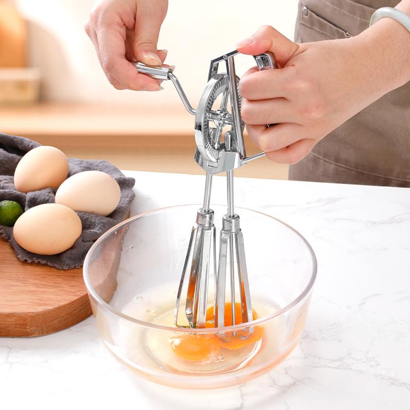 1PC Stainless Steel Hand Crank Egg Beater Mixer Portable Multifunctional Whisk Frother Baking Kitchen Tool Accessories 2