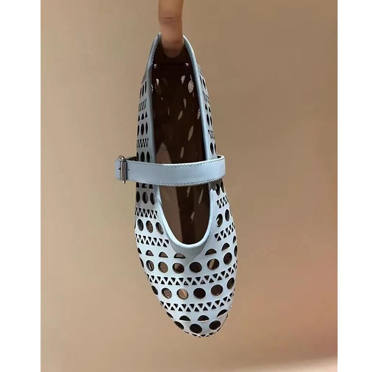

Hollow Soft Sole Ballet Flats Hollow Mary Jane Shoes Women s Single Shoes 39 Customization is not returned or exchanged синий