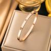 Bracciale da donna in acciaio al titanio con diamanti, placcato oro, non sbiadisce, intarsio di zirconi, alta gamma, semplice, versatile gioiello in acciaio inossidabile