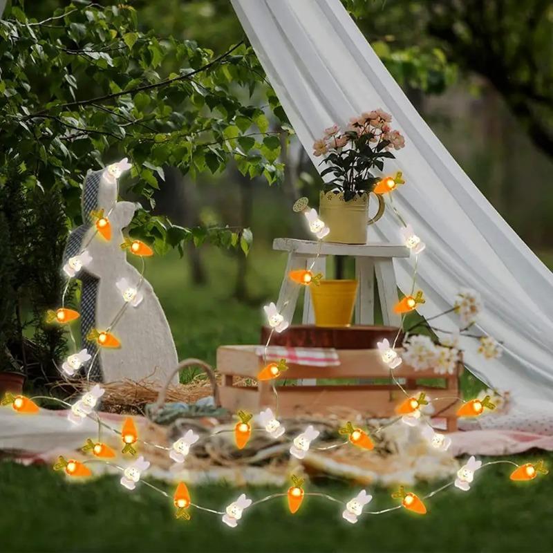 1M/2M Easter LED Bunny String Lights Carrot Rabbit Fairy Lights Home Decoration Party Supplies Happy Easter Gifts for Kids