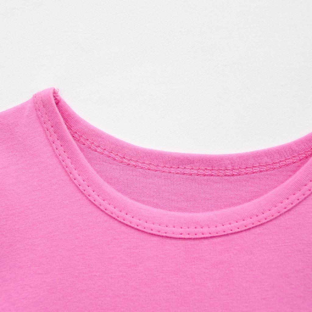 Kids Girls K-POP Rumi Zoey Mira Print Mesh Rainbow Round Neck Short Sleeves Casual Cotton Dress