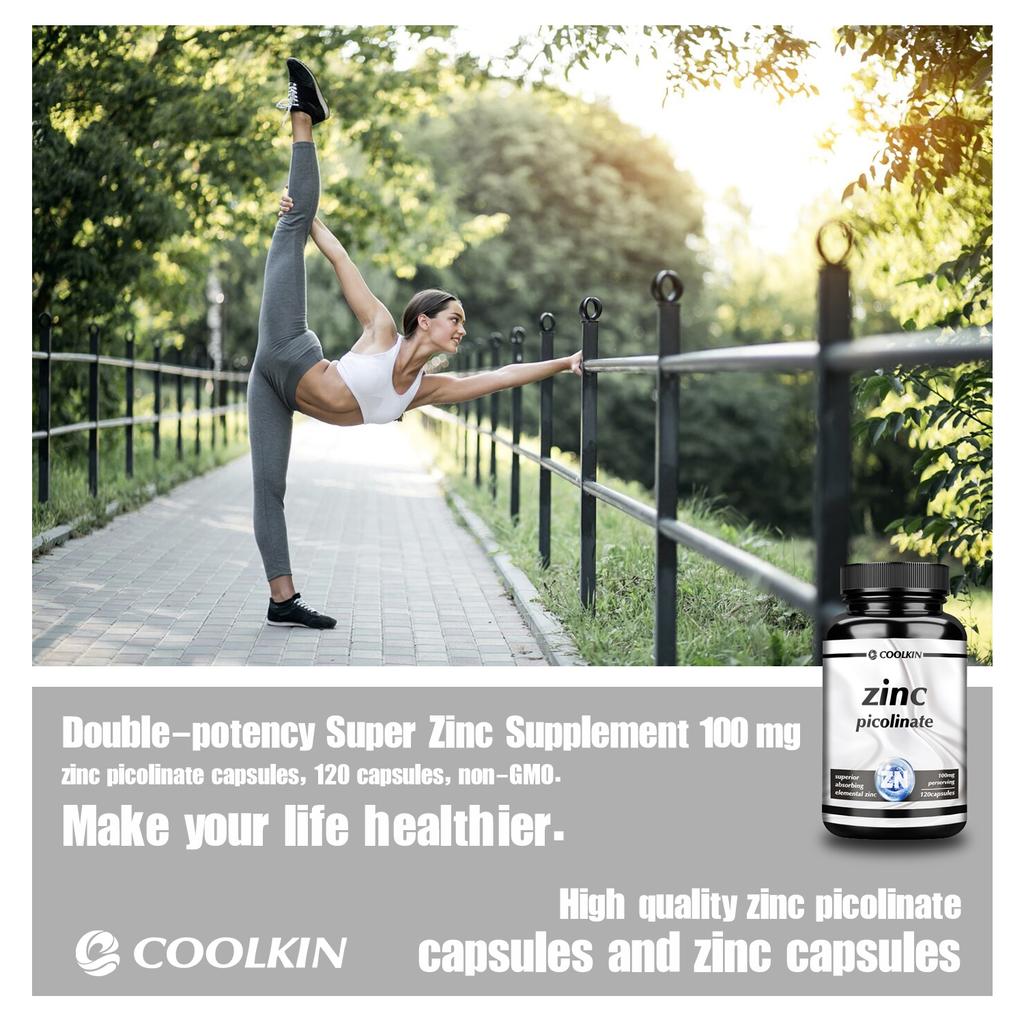 Coolkin Zinc Extract Capsules, 100 Mg Per Serving, non-GMO, Suitable for Both Men and Women, High Absorption Rate.