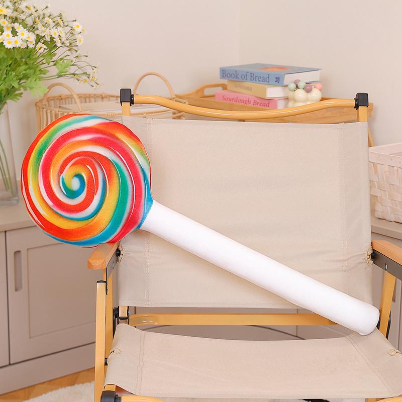 4070Cm New Simulation Lollipop Plush Toy Rainbow Candy Stuffed Pillow Home Decor Ornament Fun Lollipop Plushie Holiday Gift