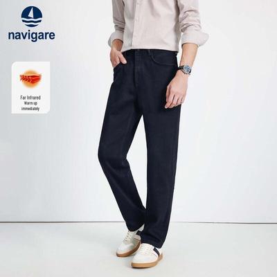 Men's Brushed Straight-Leg Black Jeans