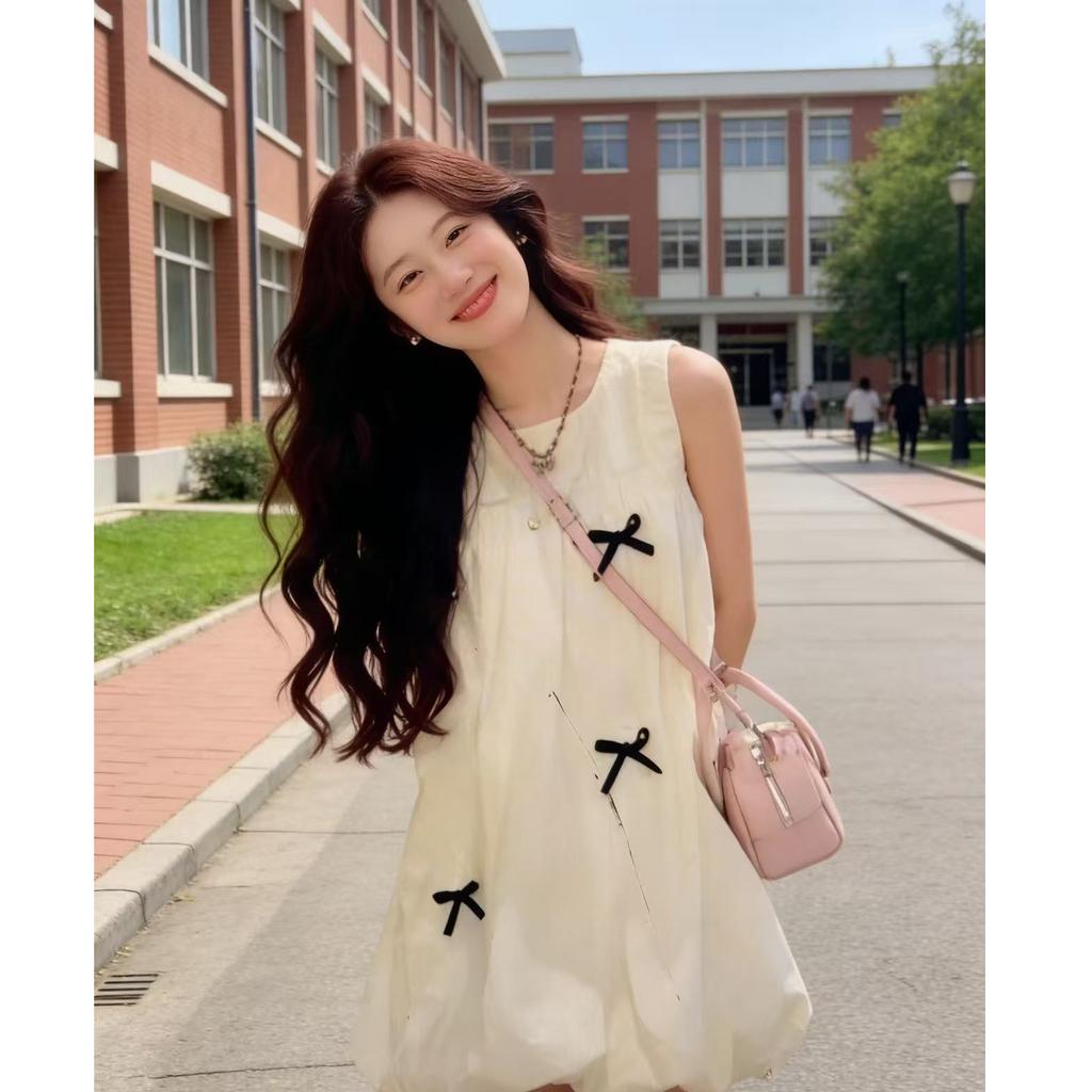 French yellow sleeveless bud dress children's summer new small temperament vest a word short skirt