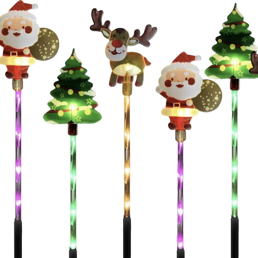 6-Pack Christmas Pathway Lights Solar Christmas Garden Stake Lights Outdoor Yard Lights for Xmas Decorations Outdoor Yard Patio