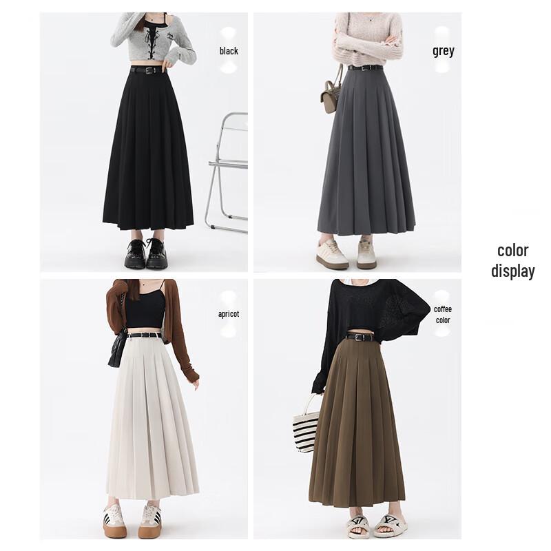 Women's A-Line Pleated High-Waist Midi Skirt