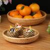 Multipurpose Rattan Storage Tray Round Wicker Basket Handwoven Storage Basket  Snack Presentation