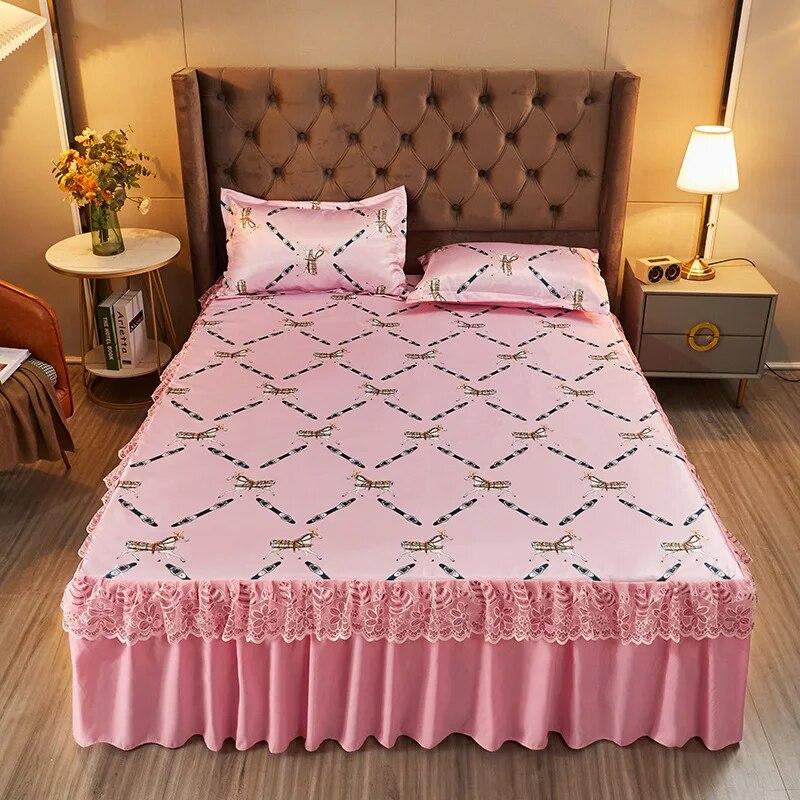 Summer Cool Mat Bed Skirt Princess Style Cute Bed Sheets Embroidered Sheets Fitted Bed Sheet Bedspreads Ice Mat Home Textiles