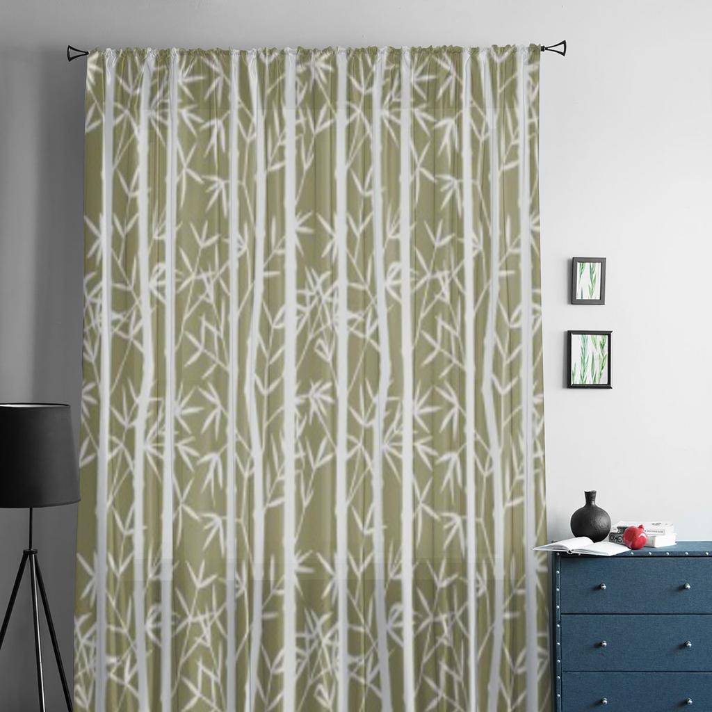 Bamboo Tulle Sheer Curtains for Living Room Decoration Curtain for the Room Bedroom Kitchen Voile Organza Curtains
