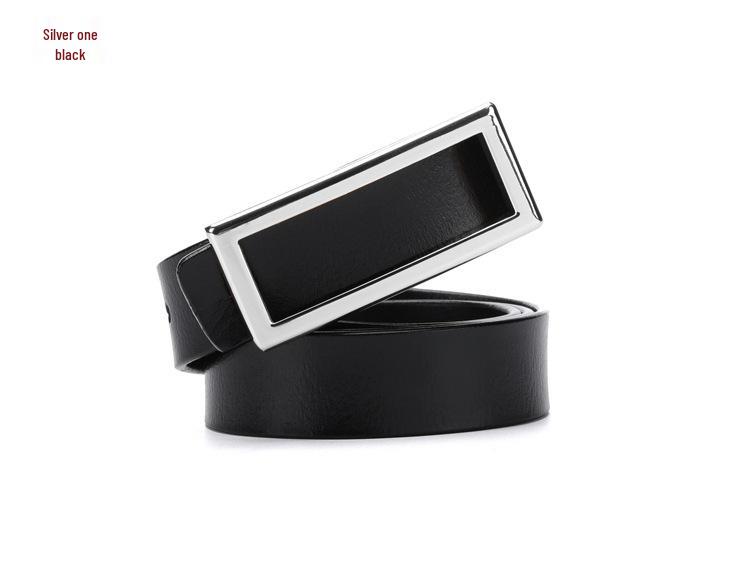 Women's Genuine Leather Belt with Smooth Buckle, Pure Cowhide, Korean Fashion, Versatile Casual Style.