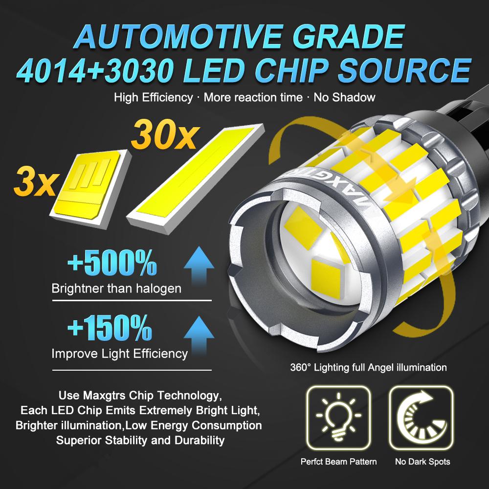 MAXGTRS 2PCS T15 W16W LED Canbus Error free Auto Bulbs 921 912 Backup Light Car Reverse Parking Xenon White