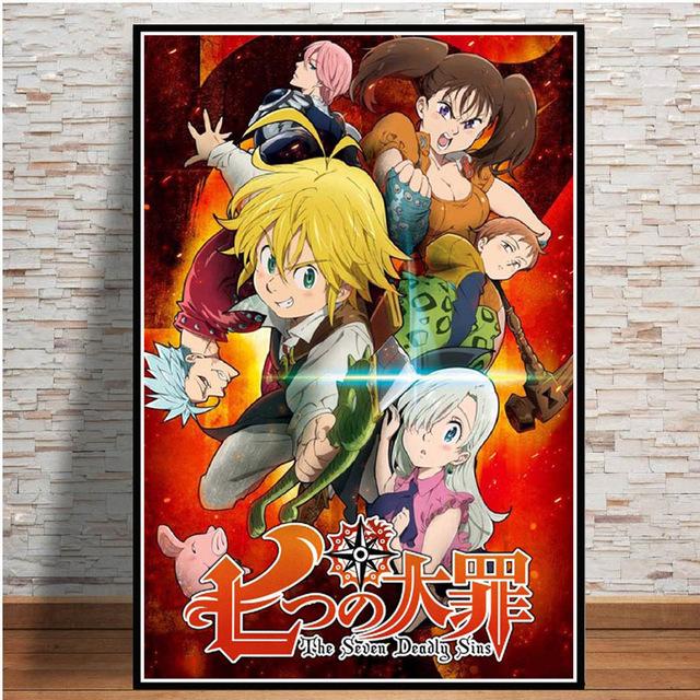 Japanese Cartoon The Seven Deadly Sins Anime Poster Living Room Children's Room Wall Artist's Bedroom Decoration Canvas Painting