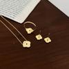 S925 Sterling Silver Four-Leaf Clover Jewelry Set: Sparkling Ring, Bracelet, Earrings, and Necklace for Women