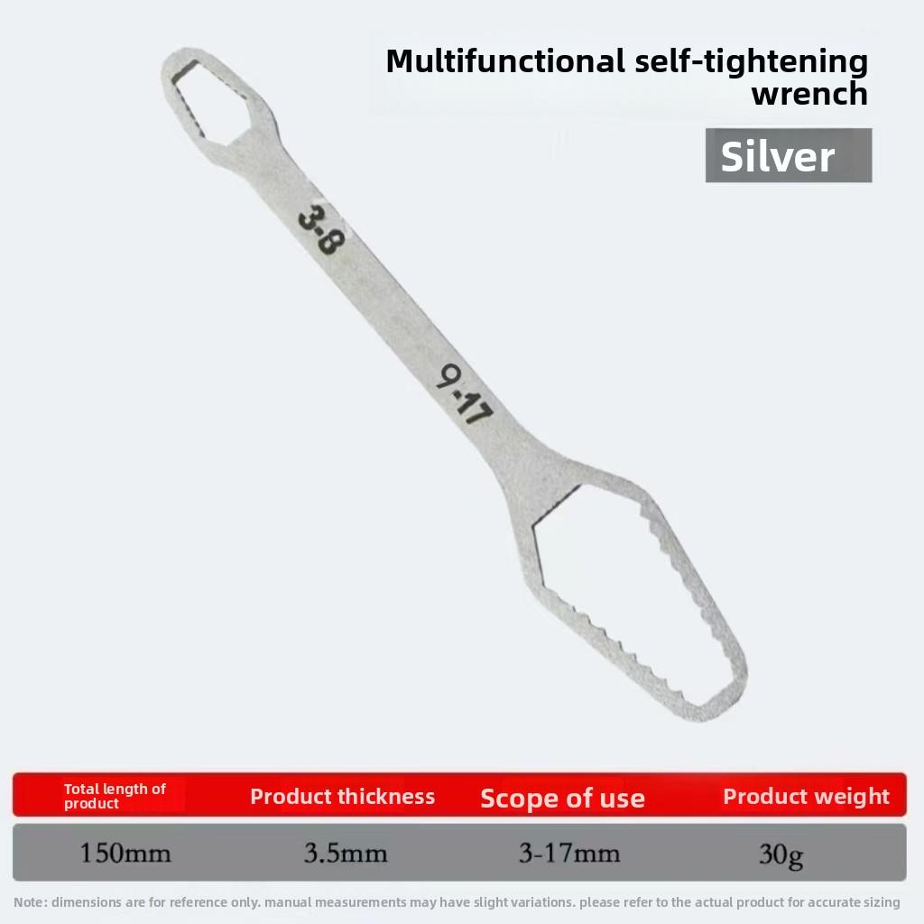 

Регулируемый гаечный ключ Torx толщиной 5 мм — самозатягивающийся двухсторонний гаечный ключ, подходит для 3–17 мм, портативный для домашнего и автомобильного ремонта, универсальный, черный 3-17mm белый