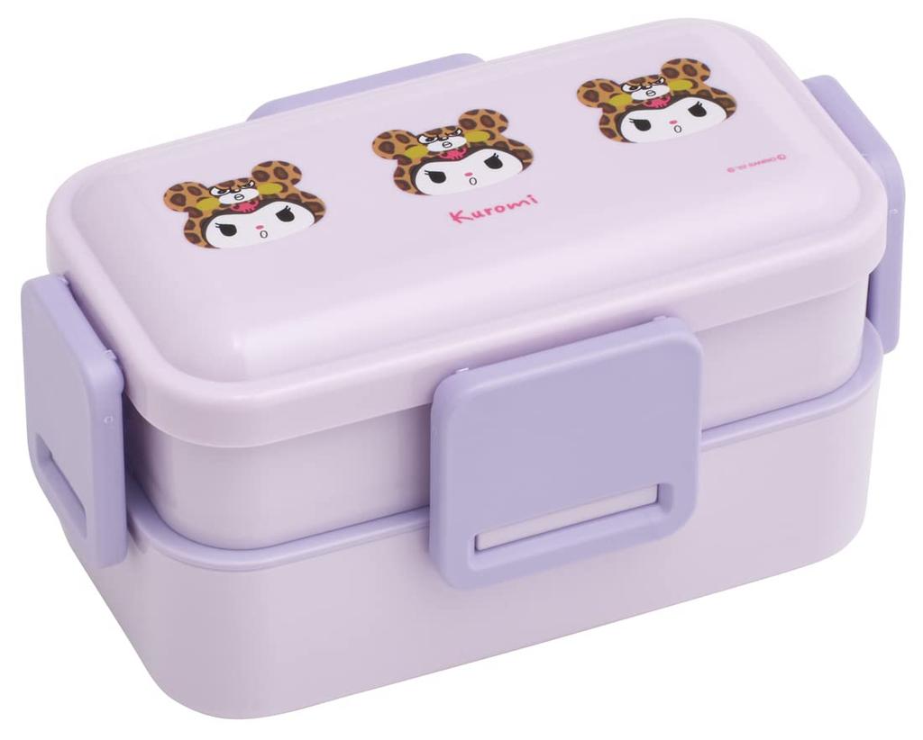 Skater Bento Box Kuromi Headgear Sanrio 600ml Antibacterial Softly Served Lid 2 Tier For Women Made in Japan Dome-Shaped PFLW4AG-A