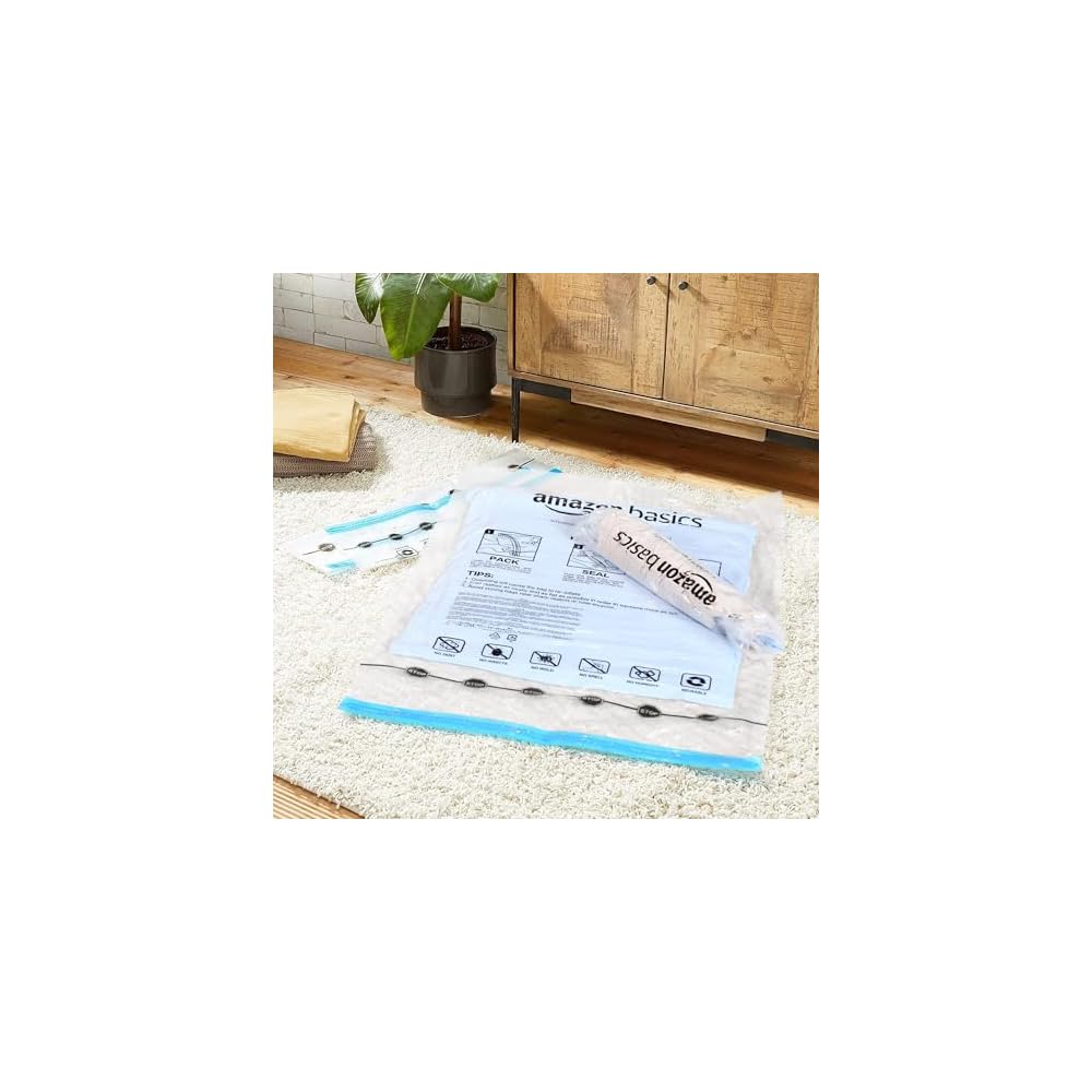 Basic Roll-Up Travel Zipper Storage Bags, Pump Not Included, 12-Pack (6 Small, 6 Medium), Multiple
