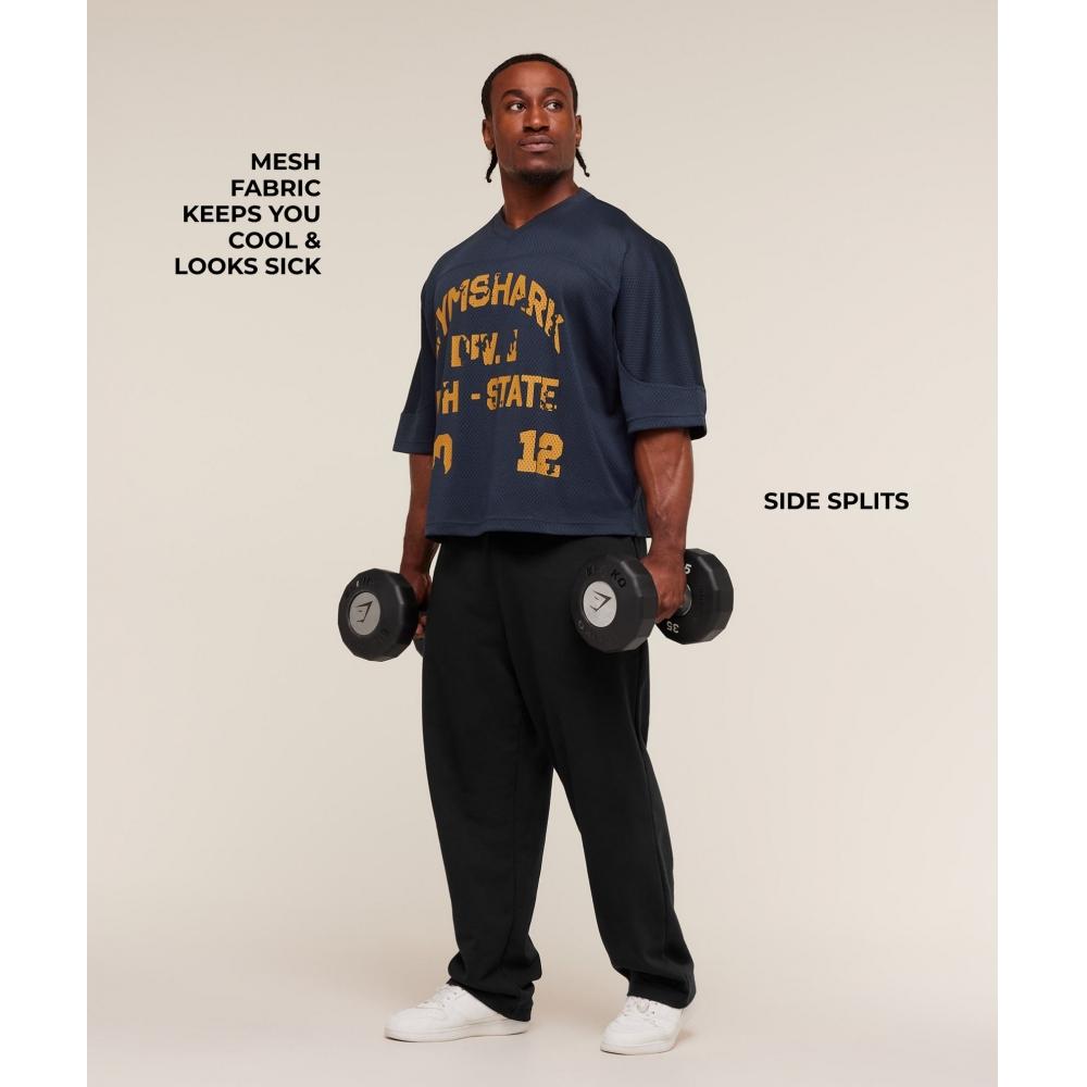 Gymshark Graphic Mesh Oversized T shirT Heavy Blue A4b2g ucTn