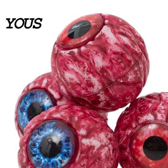Spooky Scene Setter Props Halloween Hanging Eyeballs Decoration, 4 Pcs Scary Realistic Fake Blood Eyes in Bloodshot for Net Bag Haunted House