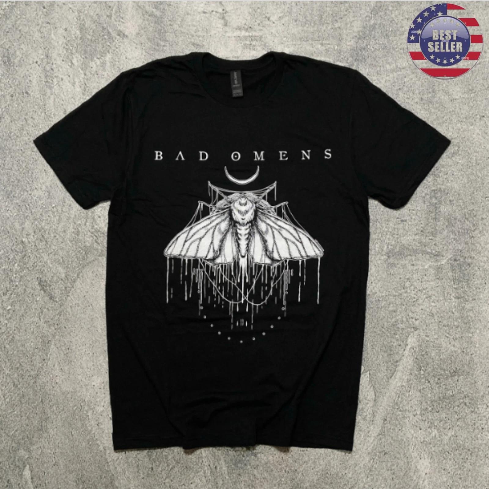 Bad 0mens Moth Graphic T-Shirt Black Band Tee Rock Metal Unisex Shirt XL