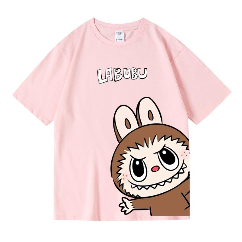 In 2025 The Hot-selling Labubu Kids Print T Shirts Summer Short-sleeved T-shirt Simple Loose and Fashionable Boy Girls Tshirt