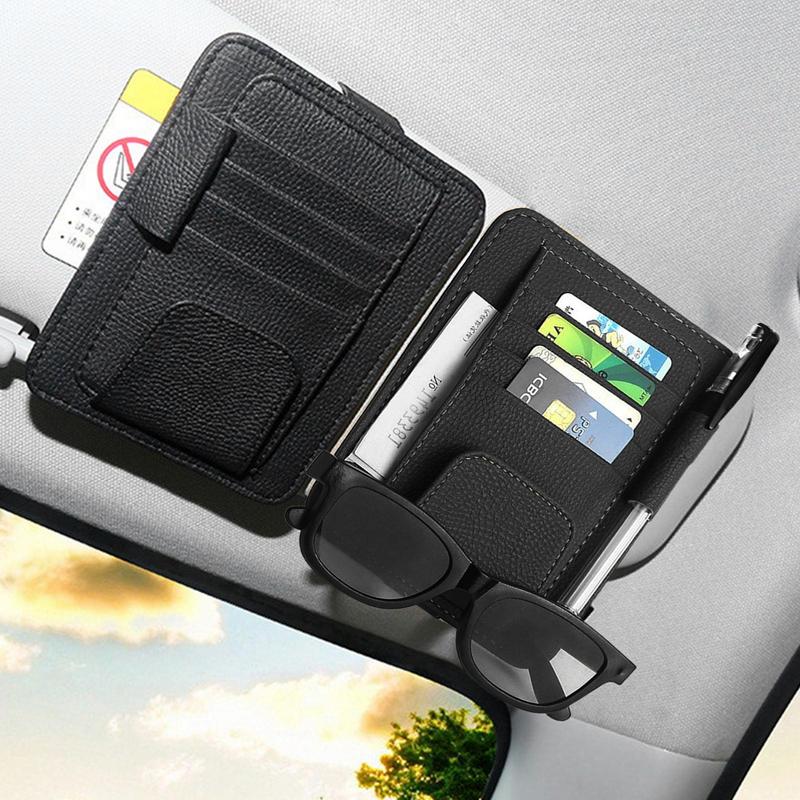 Car Visor Card Holder Registration And Insurance Card Holder Visor Document Organizer With Sunglasses Clip For Vehicle Truck