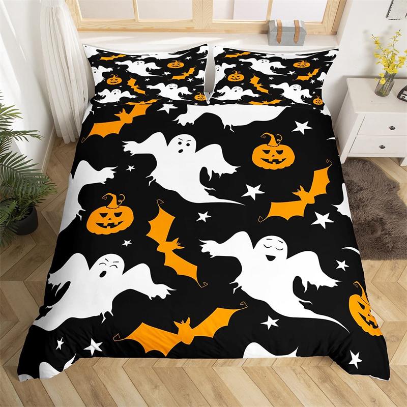 Pumpkin Tree Duvet Cover Happy Halloween Bedding Set Full Microfiber Horror Theme Comforter Cover For Kids Boys Girls Teens Room
