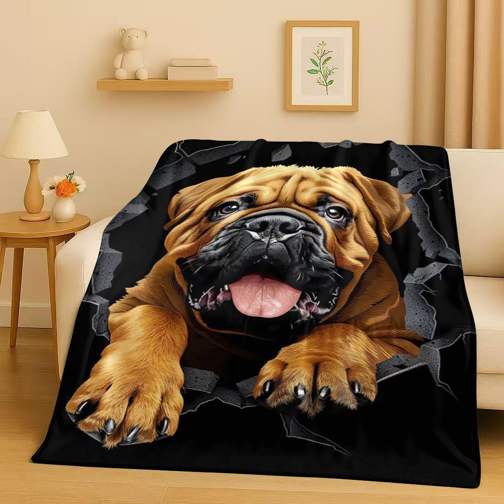 2026 New Breaking Wall 3D Illusion Dog Puppy Flannel Blanket,Ultra Soft Warm Plush Throw for Home Bedroom Bed Sofa Cover Gift