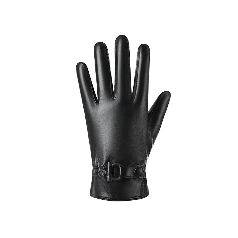 Mens Genuine Leather Sheepskin Gloves With Fleece Lining Warm Touchscreen Winter Driving Riding Windproof Business