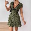2025 Summer Sexy Floral Embroidery Hotsweet Short Sleeve Mini Dress Female Elegant V-neck Slim A-line Dress Ladies Party Dresses