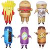 Lustiges und skurriles aufblasbares Kostüm Lustiges Soda-Getränkebecher-Hamburger-Pommes-Outfit für Halloween-Partys