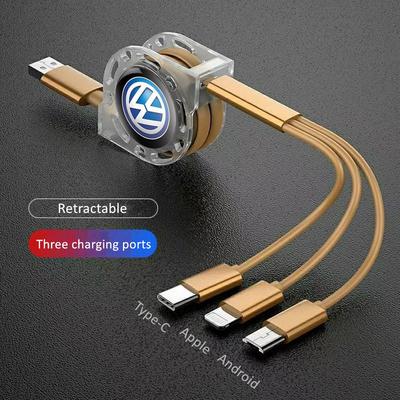 3 In 1 Micro USB Type C Charging Cable Multi Charger For VW Golf Polo Passat Touran Interior Mouldings JSKD-V654