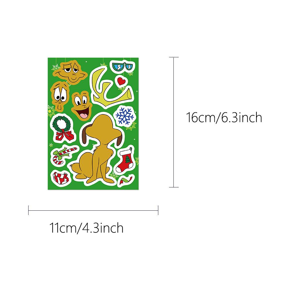 8 Cartoon Grinch Character Stickers for DIY Phone Case, Water Cup, Journal, and Christmas Decorations