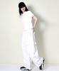 Deumakeu Real Street Wide Contrast Stitch Cargo Track Pants White
