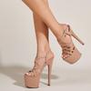 Sexy Peep Toe Stripper Pole Dance Extreme High Heels Summer Hollow Narrow Band Platform Sandals Women Banquet Dress Shoes