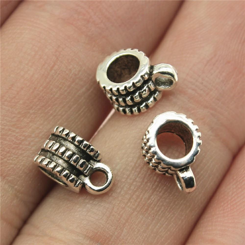 20pcs Bails Beads Connector Charms Jewelry Findings DIY Bails Beads Charms Connector Wholesale Antique Silver Color