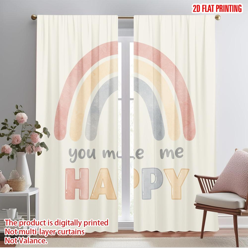 

2pcs 2D flat printing Window Drapes Boho Rainbow You Make Me Happy 100% Polyester Without Electricity All Season Party & Holiday 52.50×116.00 CM 2pcs