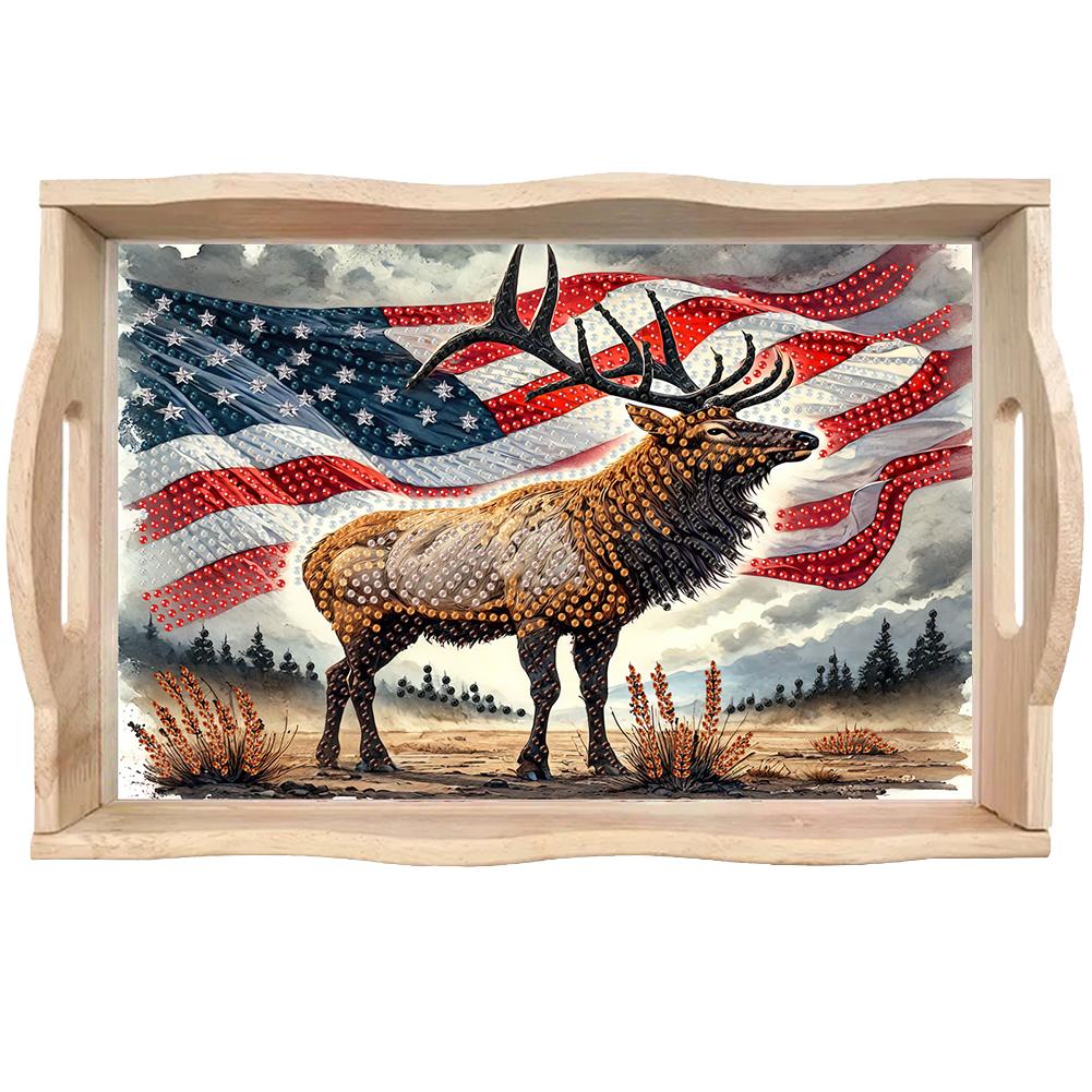 Drewniany Koliber 5D DIY Malowanie Diamentami Taca Do Serwowania Prostokątna Diamentowa Dekoracyjna Taca Do Serwowania na Biurko Stolik Kawowy