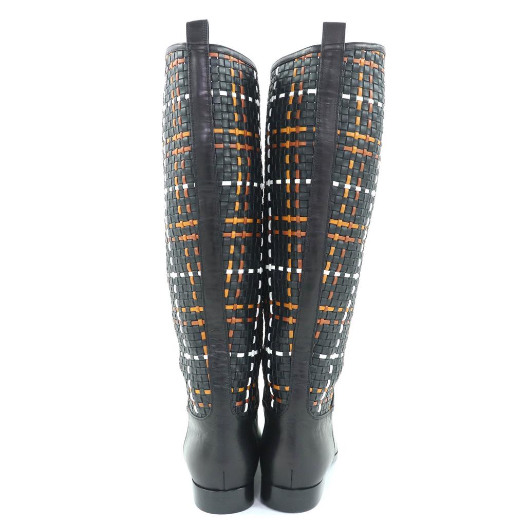 Excellent HERMES Knee-high boots black leather Women 37.5 Used