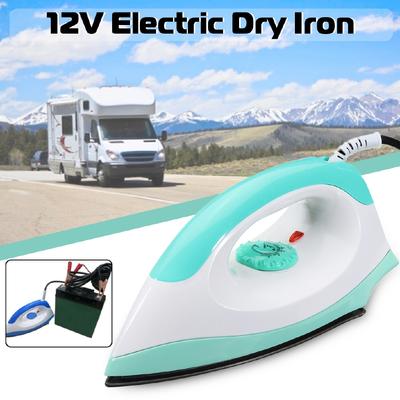 12V 50Hz Portable Electric Clothes Handheld Dry Iron Non-stick Soleplate For Camper Travel Automatically Adjust 150W