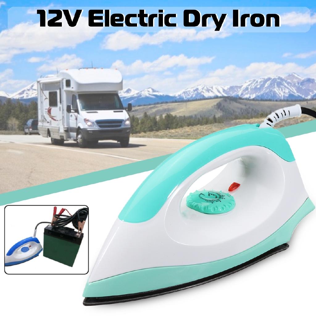 12V 50Hz Portable Electric Clothes Handheld Dry Iron Non-stick Soleplate For Camper Travel Automatically Adjust 150W